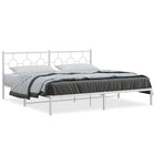 Bedframe metaal wit 200x200 cm met hoofdbord