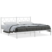 Bedframe metaal wit 200x200 cm met hoofdbord