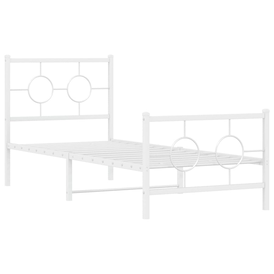 Bedframe Met Hoofd- En Voeteneinde Metaal Wit 80 x 200 cm met hoofdbord & voetbord