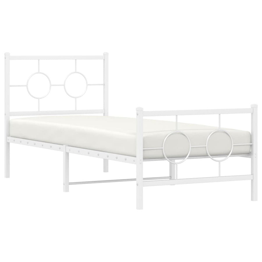 Bedframe Met Hoofd- En Voeteneinde Metaal Wit 80 x 200 cm met hoofdbord & voetbord