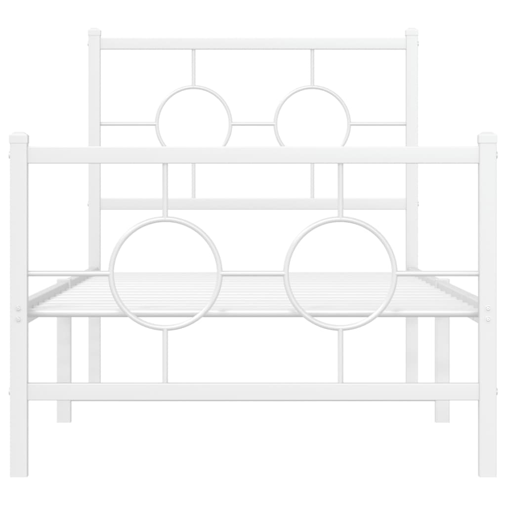 Bedframe Met Hoofd- En Voeteneinde Metaal Wit 80 x 200 cm met hoofdbord & voetbord