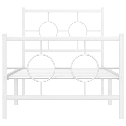 Bedframe Met Hoofd- En Voeteneinde Metaal Wit 80 x 200 cm met hoofdbord & voetbord