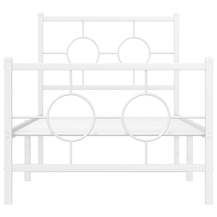 Bedframe Met Hoofd- En Voeteneinde Metaal Wit 80 x 200 cm met hoofdbord & voetbord