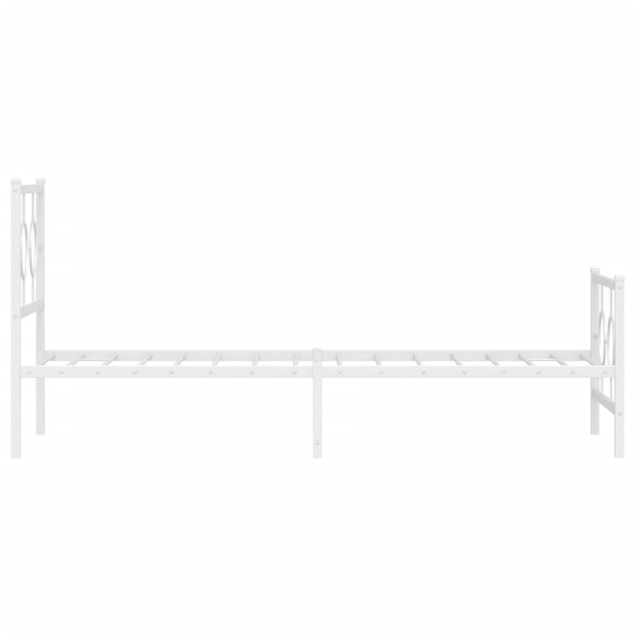 Bedframe Met Hoofd- En Voeteneinde Metaal Wit 80 x 200 cm met hoofdbord & voetbord