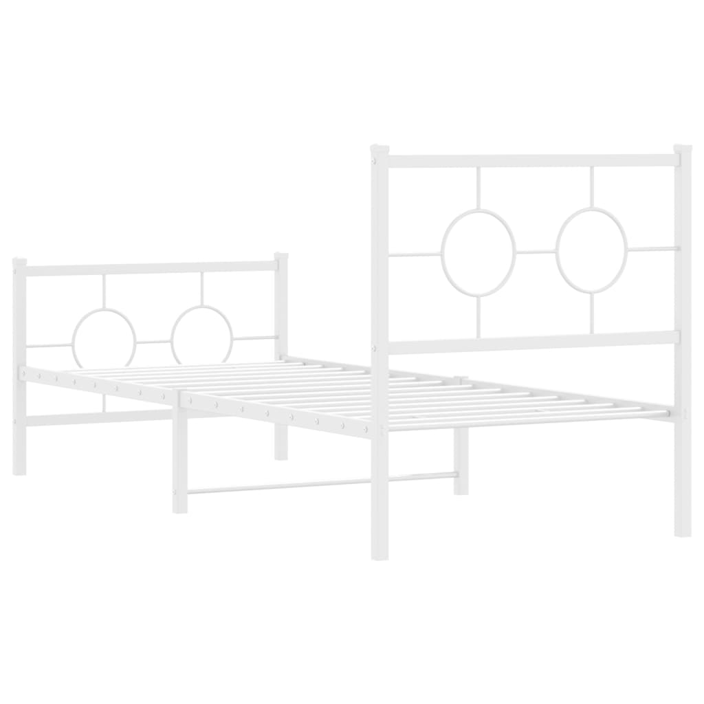 Bedframe Met Hoofd- En Voeteneinde Metaal Wit 80 x 200 cm met hoofdbord & voetbord