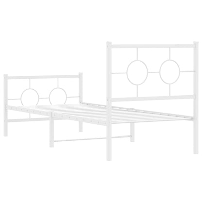 Bedframe Met Hoofd- En Voeteneinde Metaal Wit 80 x 200 cm met hoofdbord & voetbord