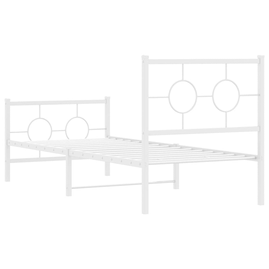 Bedframe Met Hoofd- En Voeteneinde Metaal Wit 80 x 200 cm met hoofdbord & voetbord