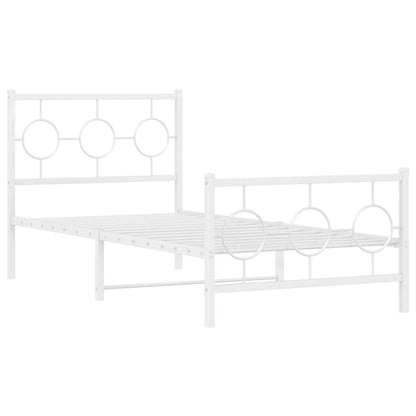 Bedframe Met Hoofd- En Voeteneinde Metaal Wit 90 x 190 cm met hoofdbord & voetbord