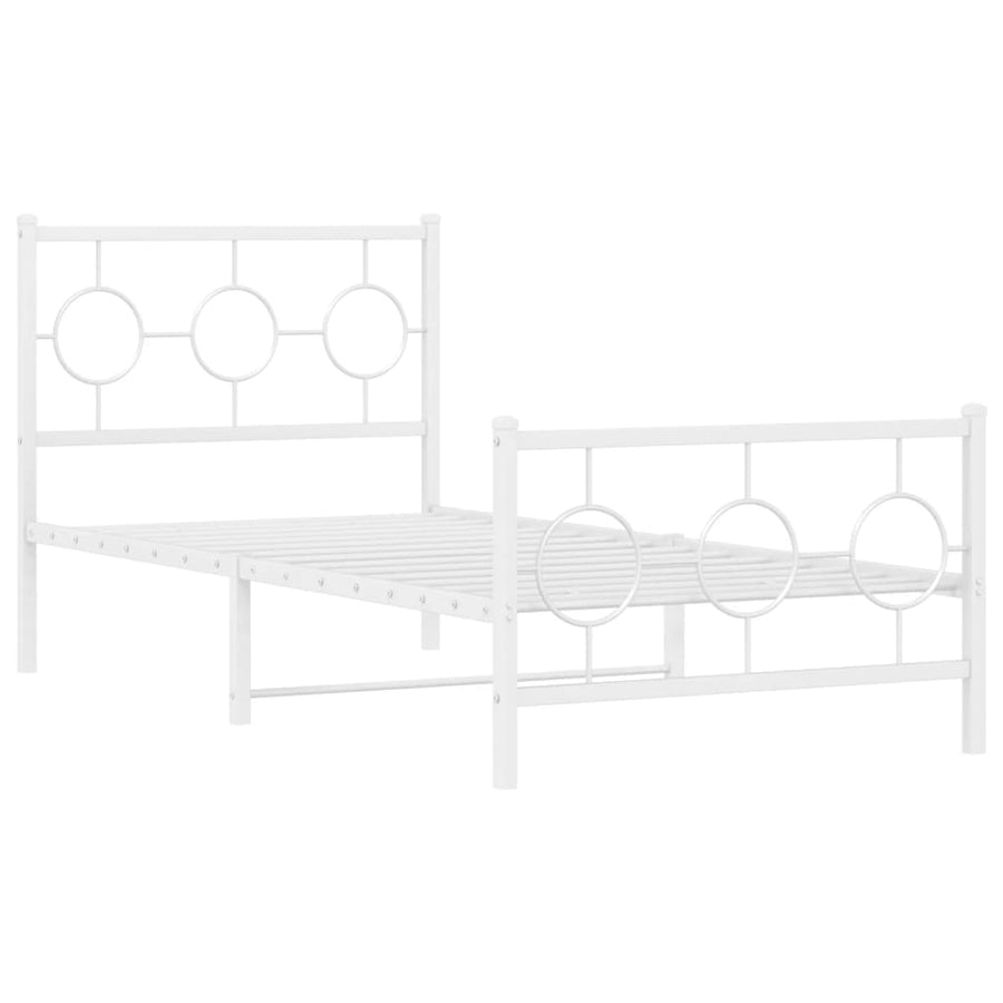 Bedframe Met Hoofd- En Voeteneinde Metaal Wit 90 x 190 cm met hoofdbord & voetbord