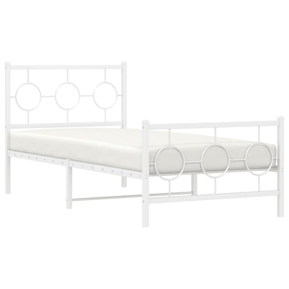 Bedframe Met Hoofd- En Voeteneinde Metaal Wit 90 x 190 cm met hoofdbord & voetbord