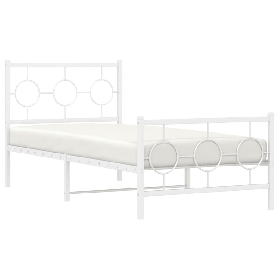 Bedframe Met Hoofd- En Voeteneinde Metaal Wit 90 x 190 cm met hoofdbord & voetbord