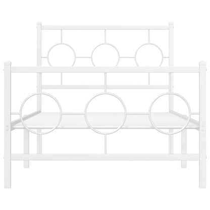 Bedframe Met Hoofd- En Voeteneinde Metaal Wit 90 x 190 cm met hoofdbord & voetbord