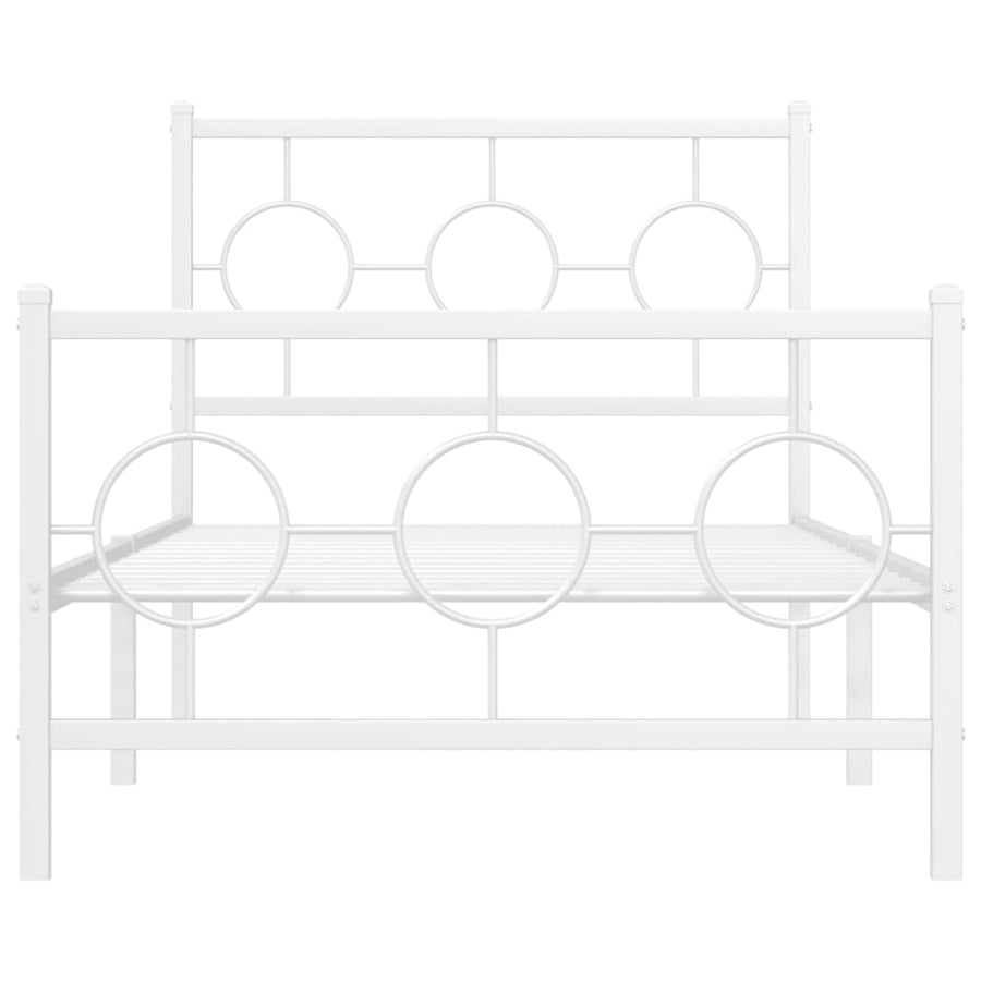 Bedframe Met Hoofd- En Voeteneinde Metaal Wit 90 x 190 cm met hoofdbord & voetbord
