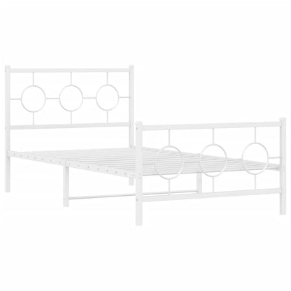 Bedframe met hoofd- en voeteneinde metaal wit 100x190 cm
