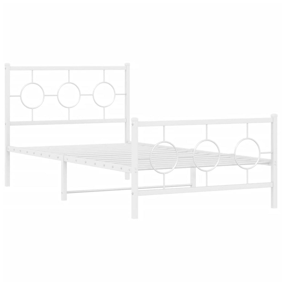 Bedframe met hoofd- en voeteneinde metaal wit 100x190 cm