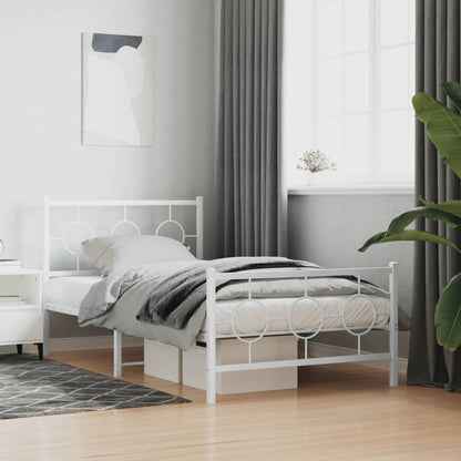 Bedframe met hoofd- en voeteneinde metaal wit 100x190 cm