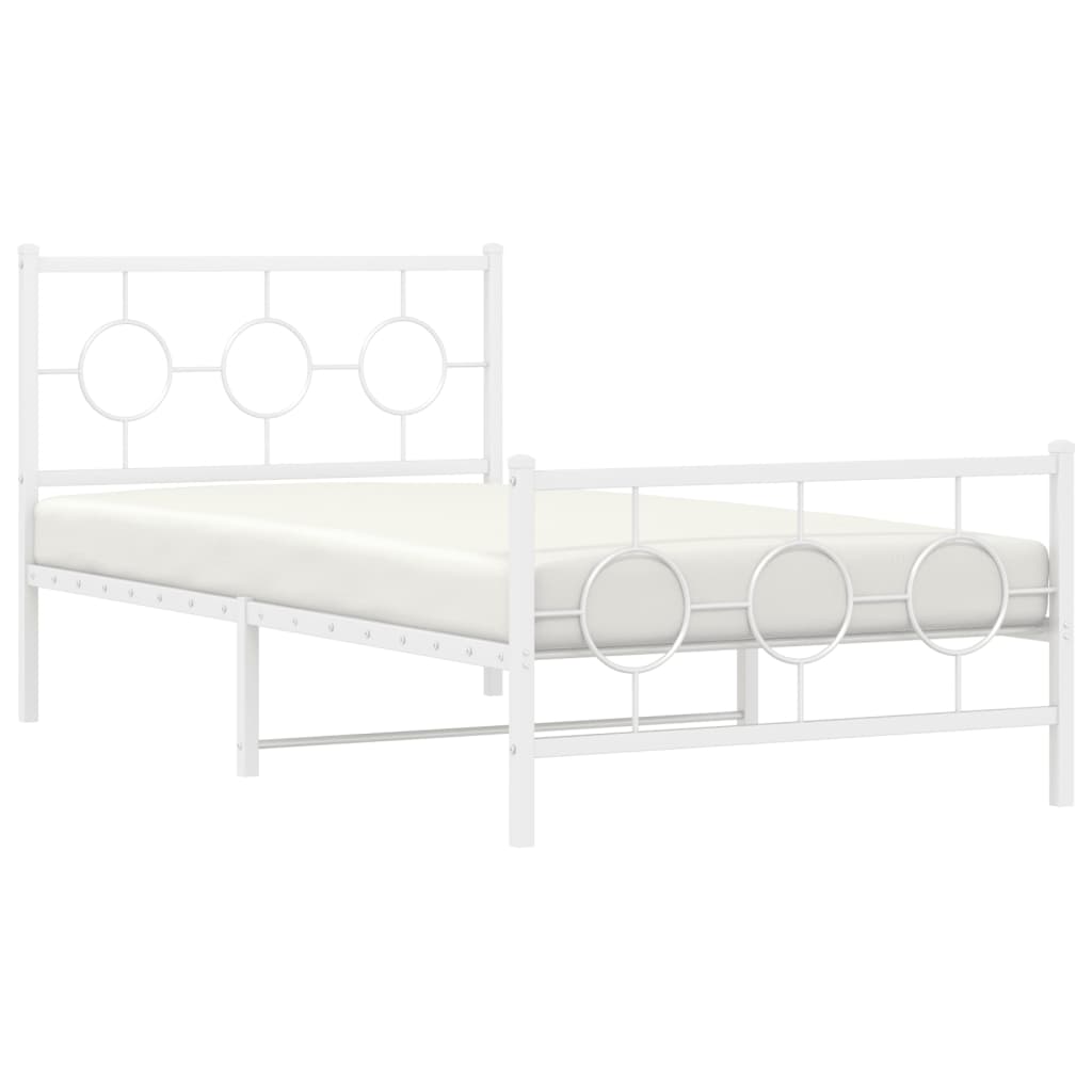 Bedframe met hoofd- en voeteneinde metaal wit 100x190 cm