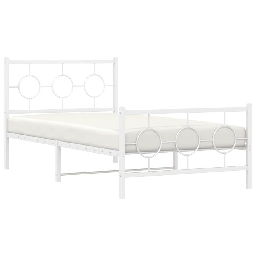 Bedframe met hoofd- en voeteneinde metaal wit 100x190 cm