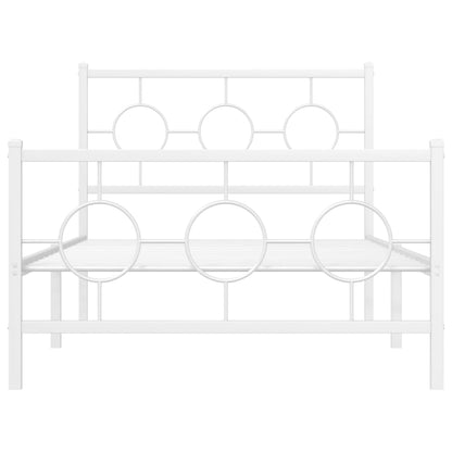 Bedframe met hoofd- en voeteneinde metaal wit 100x190 cm