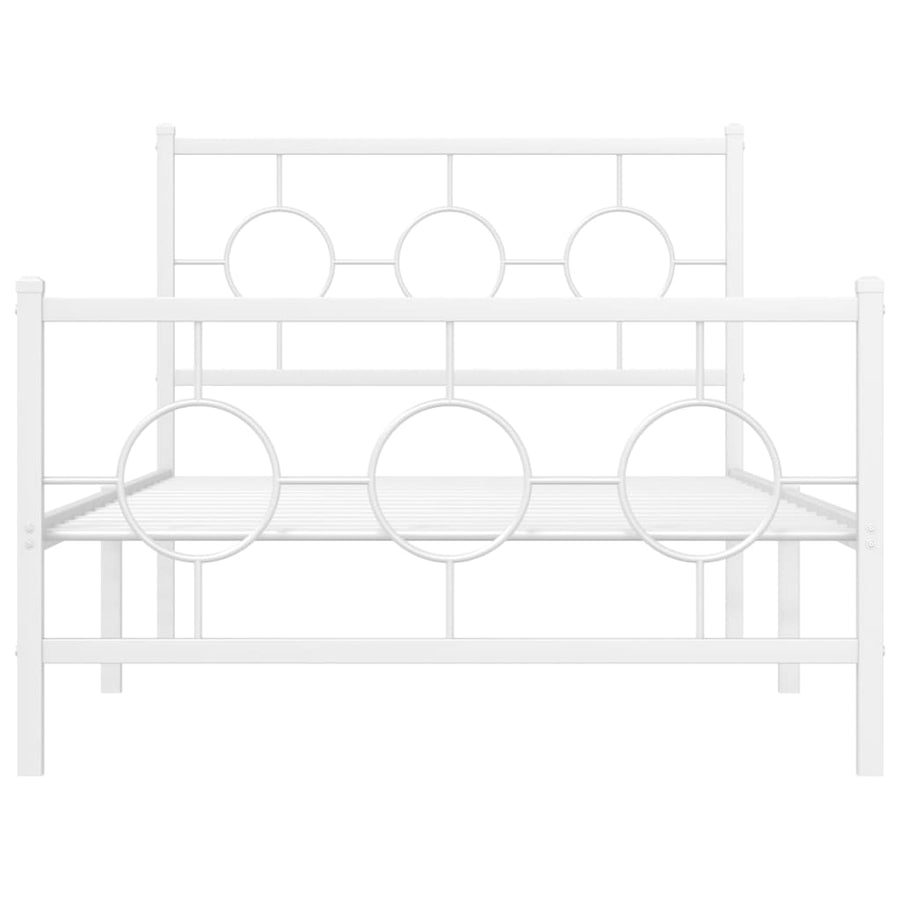 Bedframe met hoofd- en voeteneinde metaal wit 100x190 cm