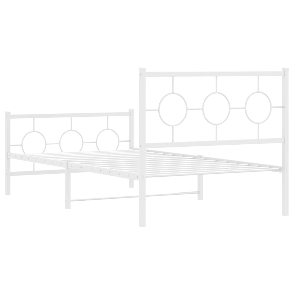 Bedframe met hoofd- en voeteneinde metaal wit 100x190 cm