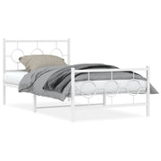 White metal bed frame with head and footboard 100x190 cm