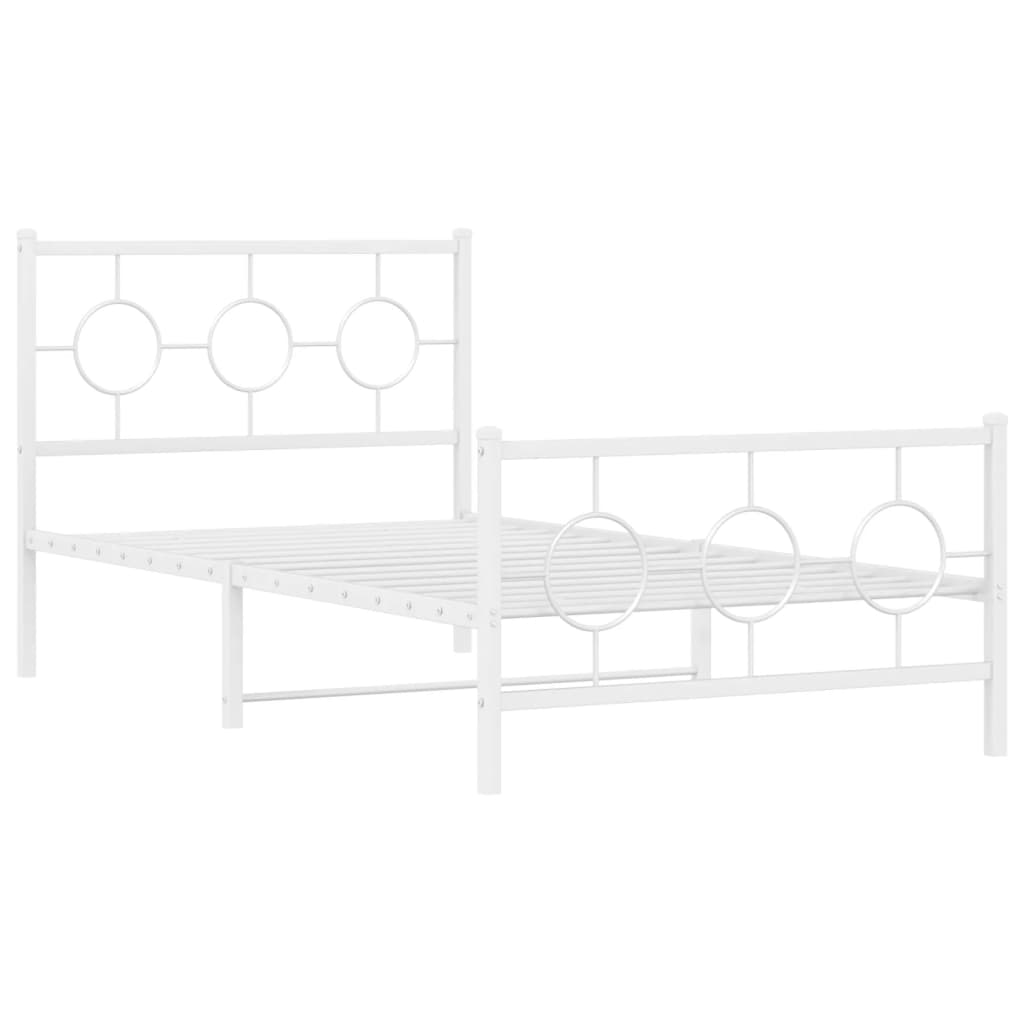 Bedframe met hoofd- en voeteneinde metaal wit 100x200 cm