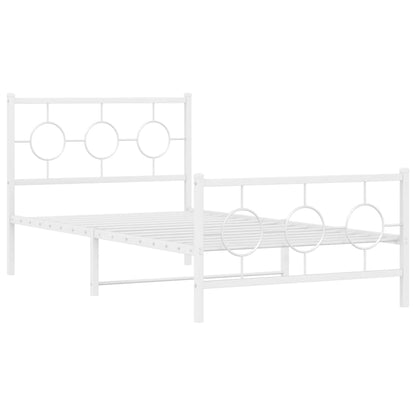 Bedframe met hoofd- en voeteneinde metaal wit 100x200 cm