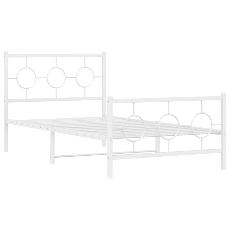 Bedframe met hoofd- en voeteneinde metaal wit 100x200 cm