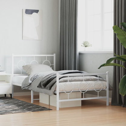 Bedframe met hoofd- en voeteneinde metaal wit 100x200 cm