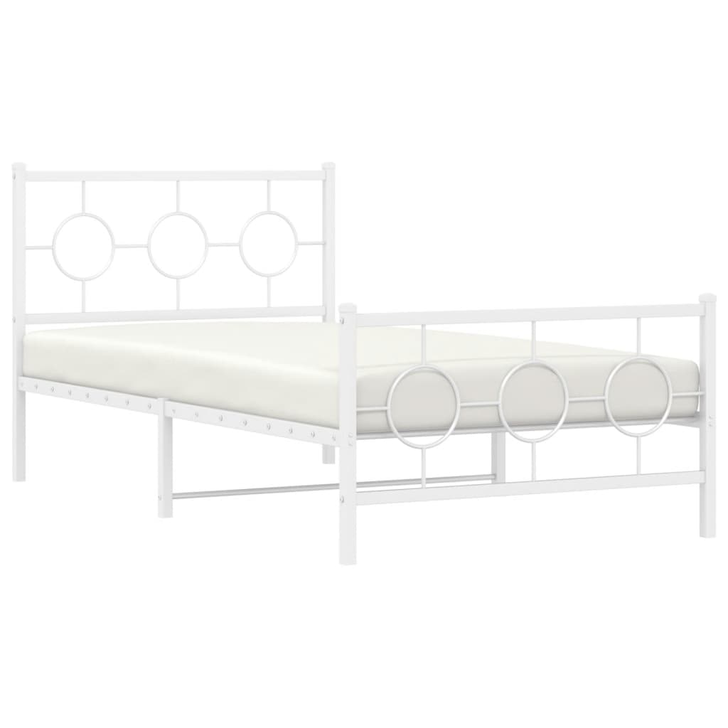 Bedframe met hoofd- en voeteneinde metaal wit 100x200 cm