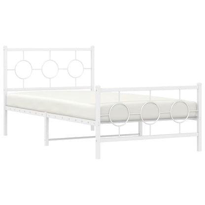 Bedframe met hoofd- en voeteneinde metaal wit 100x200 cm