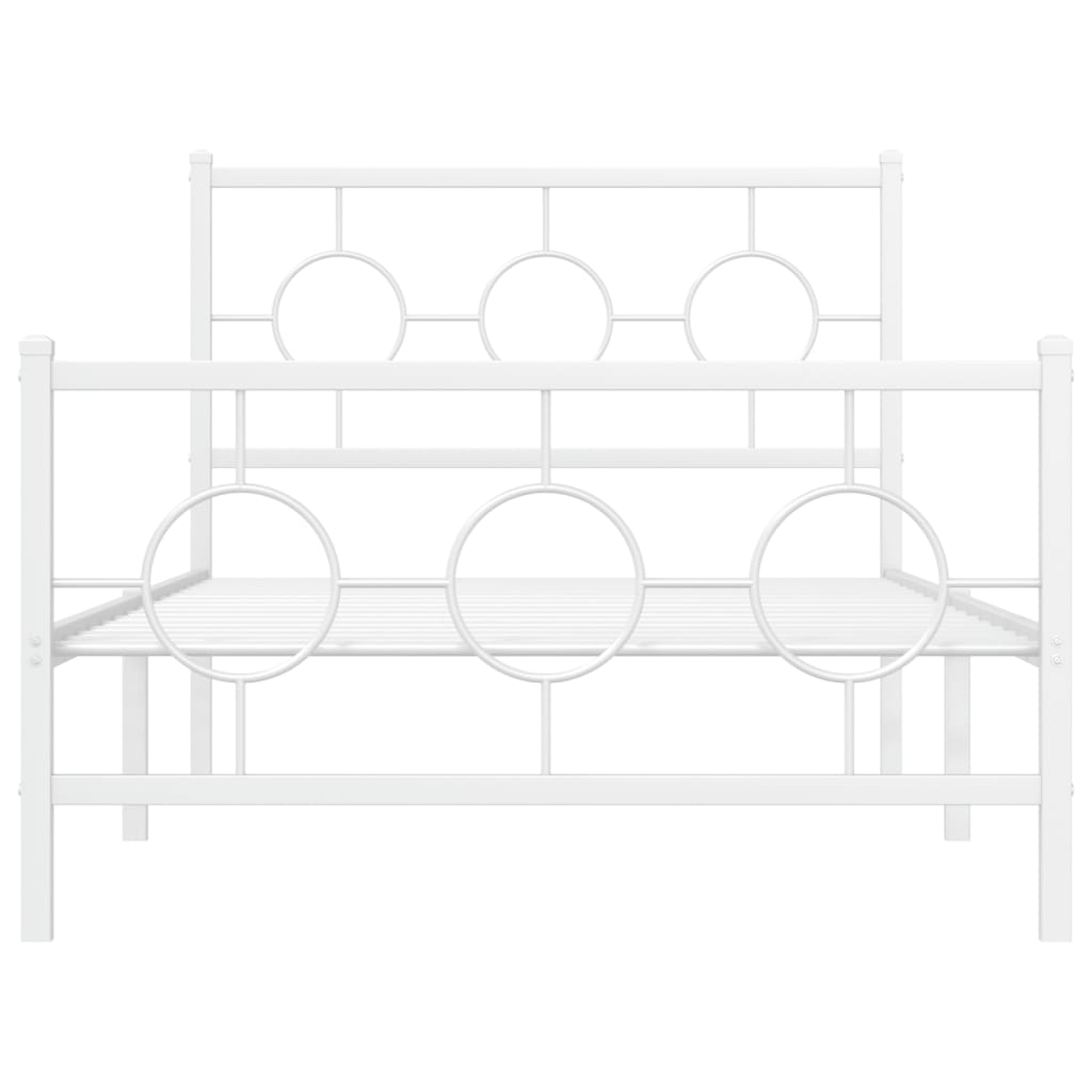 Bedframe met hoofd- en voeteneinde metaal wit 100x200 cm