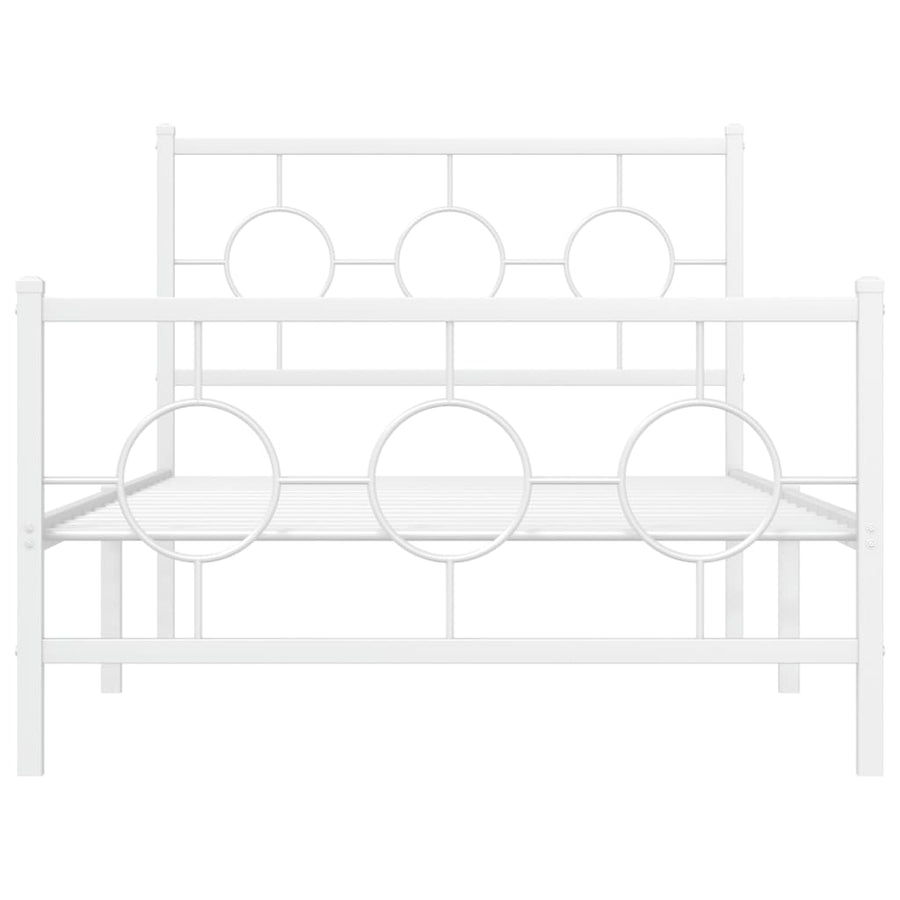 Bedframe met hoofd- en voeteneinde metaal wit 100x200 cm