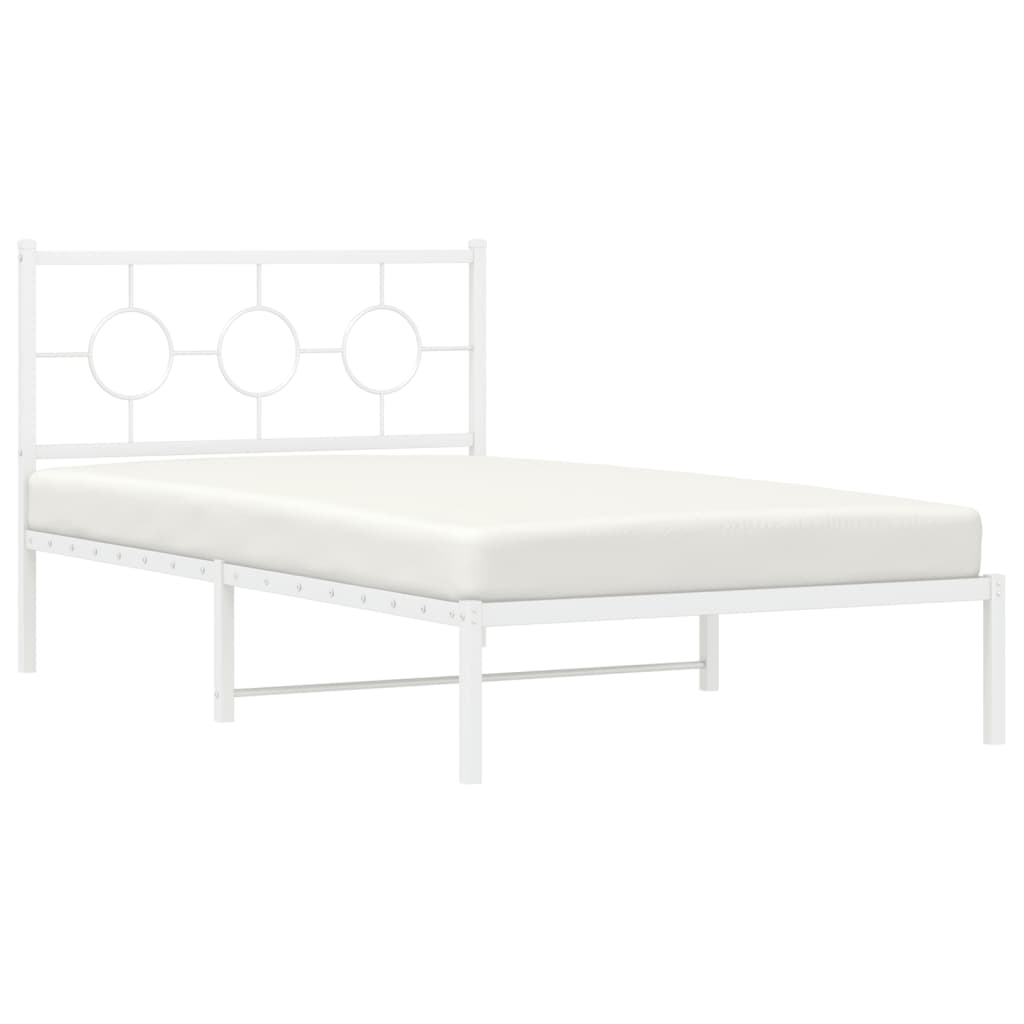 Bedframe met hoofd- en voeteneinde metaal wit 107x203 cm