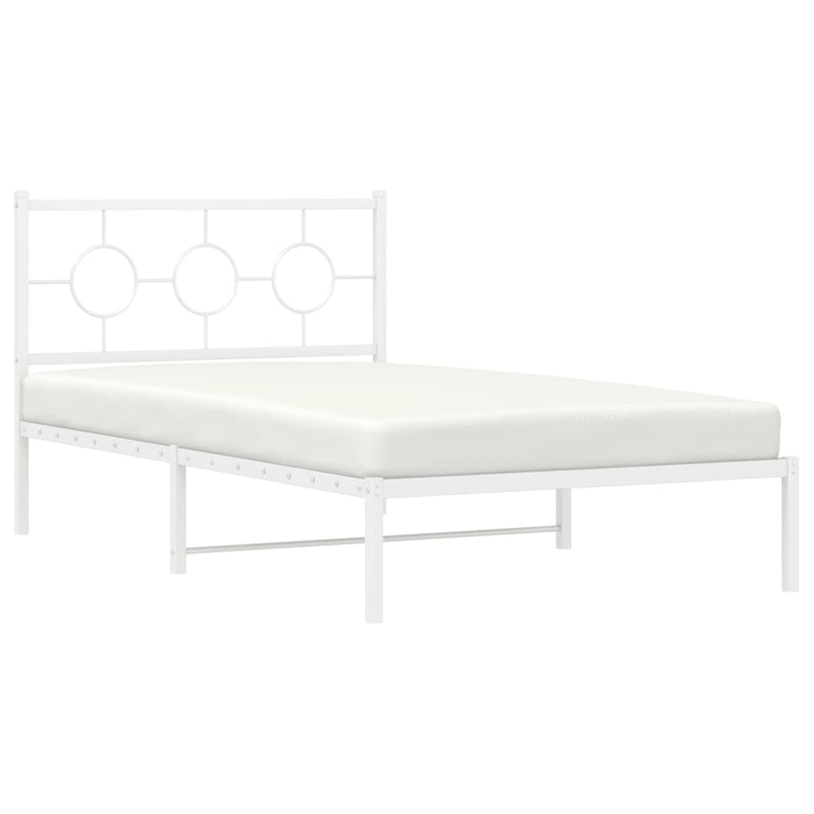 Bedframe met hoofd- en voeteneinde metaal wit 107x203 cm