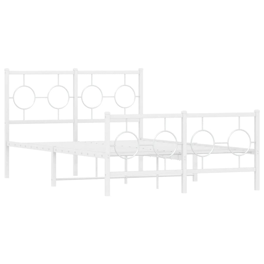 Bedframe met hoofd- en voeteneinde metaal wit 120 x 190 cm