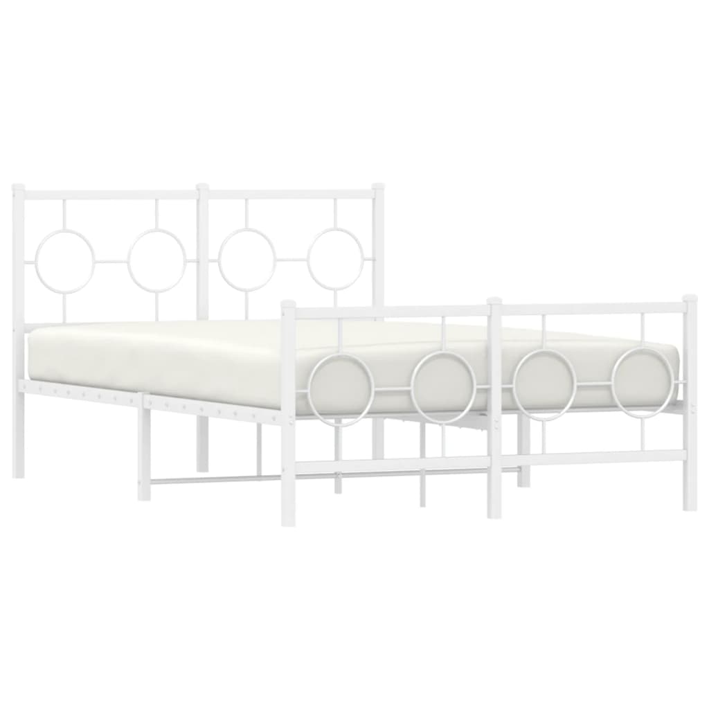 Bedframe met hoofd- en voeteneinde metaal wit 120 x 190 cm
