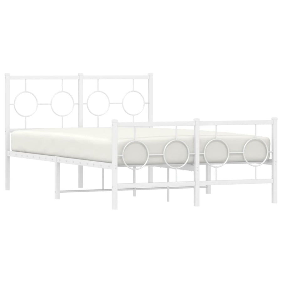 Bedframe met hoofd- en voeteneinde metaal wit 120 x 190 cm