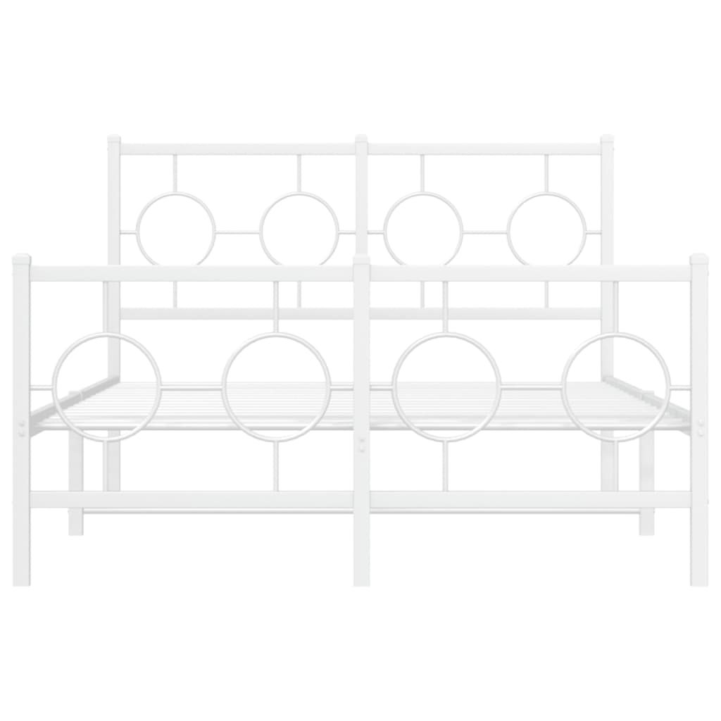 Bedframe met hoofd- en voeteneinde metaal wit 120 x 190 cm