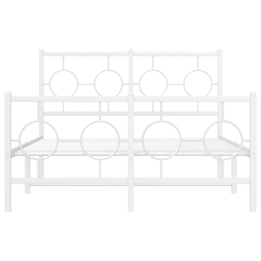 Bedframe met hoofd- en voeteneinde metaal wit 120 x 190 cm