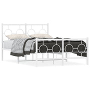 Metal white bed frame with headboard and footboard 120 x 190 cm