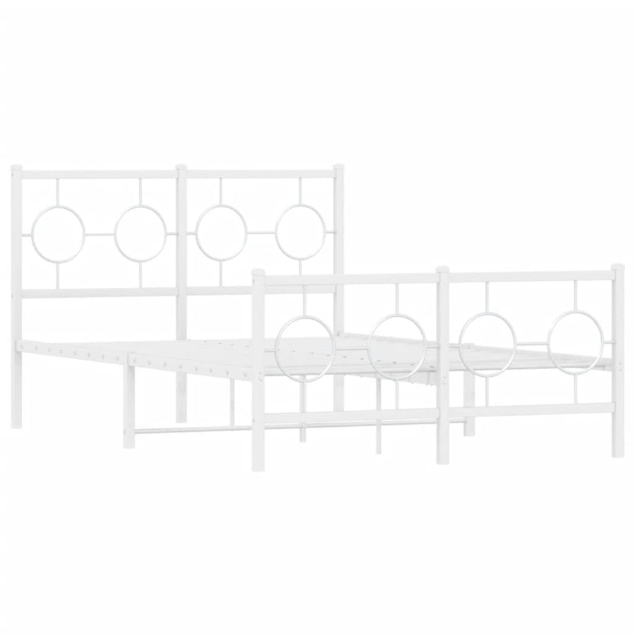 Bedframe met hoofd- en voeteneinde metaal wit 120x200 cm