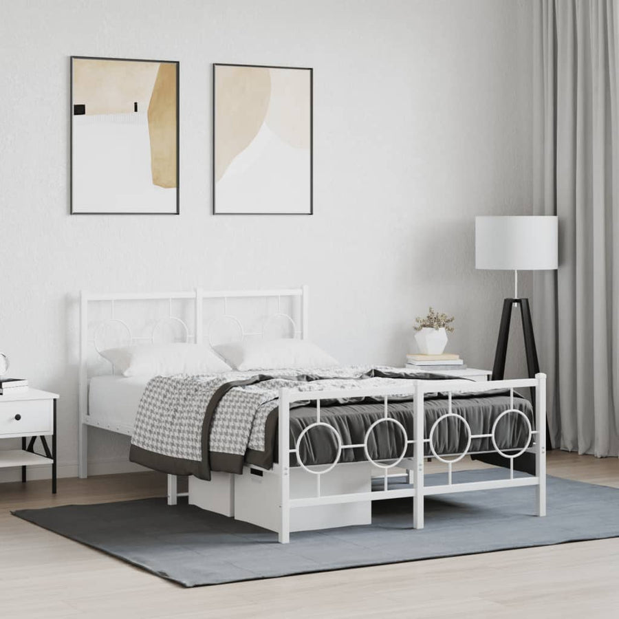 Bedframe met hoofd- en voeteneinde metaal wit 120x200 cm