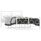 Bed frame with headboard and footboard white metal 120x200 cm