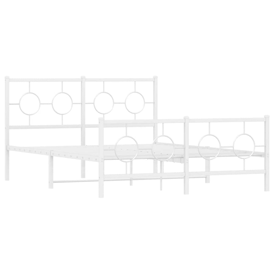 Bedframe met hoofd- en voeteneinde metaal wit 135x190 cm