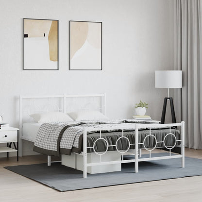Bedframe met hoofd- en voeteneinde metaal wit 135x190 cm