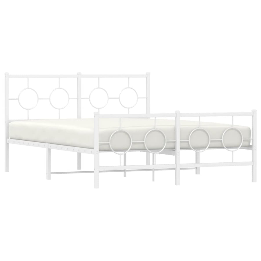 Bedframe met hoofd- en voeteneinde metaal wit 135x190 cm