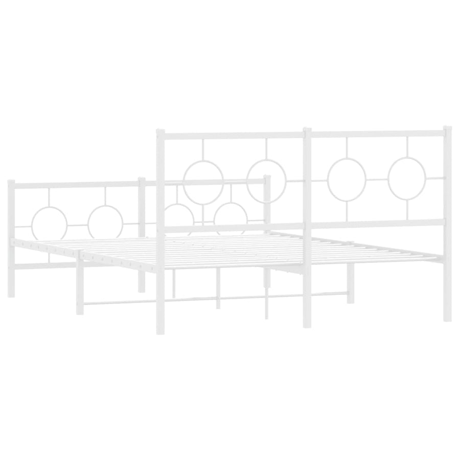 Bedframe met hoofd- en voeteneinde metaal wit 135x190 cm