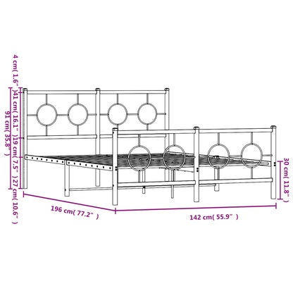 Bedframe met hoofd- en voeteneinde metaal wit 135x190 cm